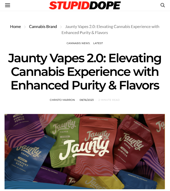 Jaunty Vapes 2.0: Elevating Cannabis Experience with Enhanced Purity & Flavors